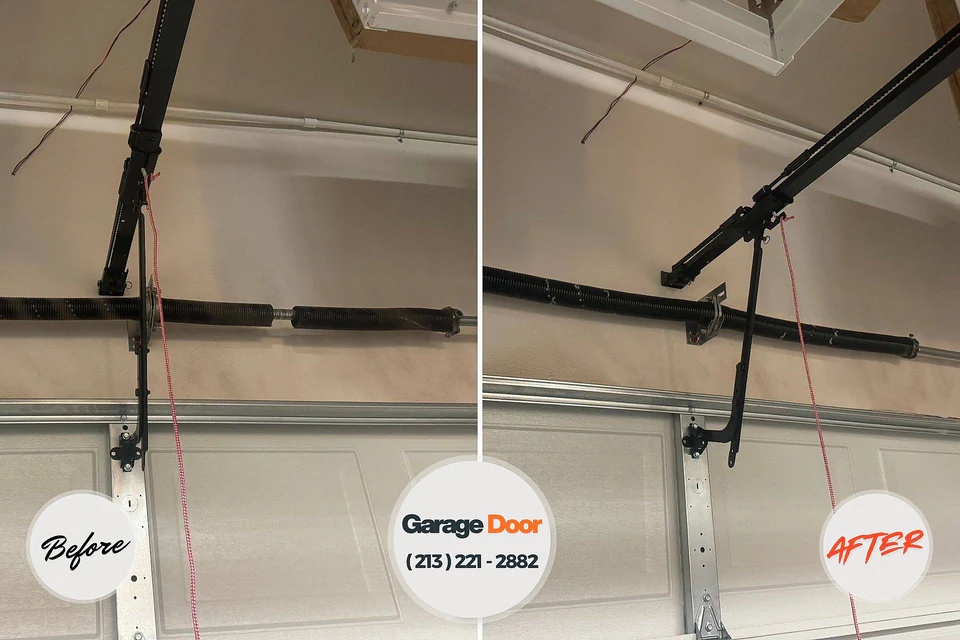 Before and after: garage door repair Crescent Springs, KY